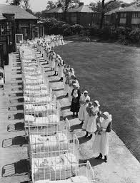 Winston churchill with nurses on a jwo flag day. Vintage Nurses Give Jaundiced Babies Some Sunshine Treatment 1938 Nursing