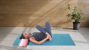 Yoga Woman Practicing Reclined Cow Face Pose Gomukhasana Cow Face Pose Cow Face Gentle Yoga
