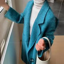Áo khoác Cashmere hai mặt nữ màu xanh lá cây Vịt nước sâu Thắt Dây thắt  lưng Áo choàng tắm lông dài mới mùa thu đông | Sabomall