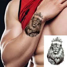 Lion tattoos symbolize strength and fearlessness. Waterproof Temporary Tattoo Sticker Lion King Crown Cross Heart Pattern Fake Tatto Flash Tatoo Small Body Art For Kids Women Men Temporary Tattoos Aliexpress