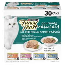 Fancy Feast Gourmet Naturals Wet Cat Food 30 Count Variety Pack Seafood In 2020 Cat Food Canned Cat Food Fancy Feast Cat Food