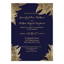 Elegant Navy Blue And Gold Faux Drawn Leaf Pattern Invitation Zazzle Com Blue Wedding Invitations Wedding Invitations Pattern Invitation