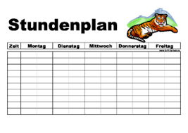 Eine stundenplan vorlage ist ein dokument für den computer, mit meist sind solche vorlagen für textverarbeitungsprogramme wie word oder für tabellenkalkulationen wie excel entworfen worden. Stundenplan Mit Tiger Pdf Vorlage Zum Ausdrucken