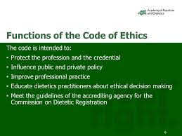 The aca code of ethics serves six main purposes: Academy Cdr Code Of Ethics For The Profession Of Dietetics Ppt Download