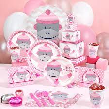 Sock Monkey Pink Baby Shower Party Supplies Monkey Baby Shower Sock Monkeys Baby Shower Pink Baby Shower Party