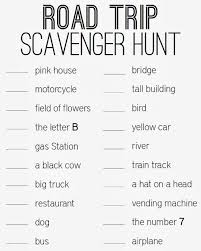 Over 100 free scavenger hunts, printable invitations, and fun treasure hunt lists and ideas for every event and occasion. Taking A Road Trip With Children Free Printable Turning It Home