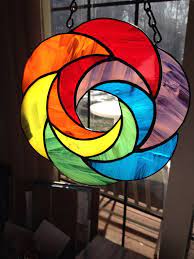 Handmade Rainbow Geometric Abstract Stained Glass Suncatcher Art Stained Glass Patterns Free Stained Glass Diy Faux Stained Glass