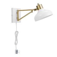 And as an added bonus, wall sconces free up table (and floor) space where you'd typically put a regular lamp. Berkeley 1 Light Plug In Hard Wire Swing Arm Wall Sconce White Brass Globe Electric Target