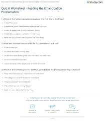 What are the two dates listed in the document? Quiz Worksheet Reading The Emancipation Proclamation Study Com
