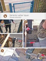 Stabiler, rustikaler gartentisch aus geschweißten kufen und sägerauen, wetterresistenten holzbohlen. Gartentor Selber Bauen Torpfosten Einbetonieren Anleitung Diybook At
