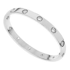 Cartier 18 Karat White Gold 10 Diamonds Love Bracelet Love Bracelets Modern Bracelets Cartier Love Bracelet
