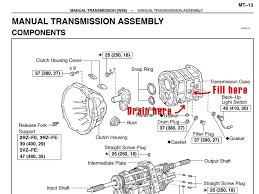 There will be a plug on the side of you transmission, pull the plug refill with fluid until it runs out. Manual Transmission Fluid Change Tacoma World