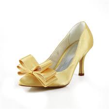 Only 2 available and it's in 1 person's cart. Chic Gold Wedding Shoes Satin Stilettos Pumps With Bow
