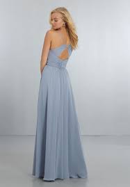 Chiffon Bridesmaids Dress With Draped V Neck Bodice And