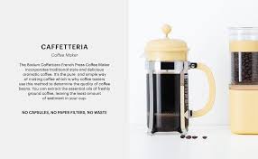 Just hot water and ground coffee is all that¹s needed. Amazon Com Bodum Caffettiera French Press Coffee Maker Black Plastic Lid And Stainless Steel Frame 3 Cup 12 Ounce Kitchen Dining