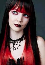 Any content posted should be of girls with black hair. New Nails Black Red Bangs Ideas Black Red Hair Red Bangs Black Hair With Red Highlights