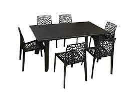 Aria concrete indoor + outdoor. Supreme Bison Six Seater Dining Table Set Black Amazon In Home Kitchen