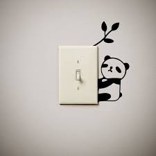 Panda Bear Cute Funny Vinyl Decal Sticker Light Switch Cover Outlet Wall Art Gift Present Home House De Wall Painting Decor Wall Art Gift Simple Wall Paintings