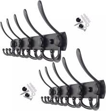 The wall mounted coat rack keeps. Coat Rack Wall Mounted Hooks For Hanging Hook Rack Hook Rail Coat Hanger Wall Mount For Jacket Clothes Hats Towel Black 2 Coat Racks Aliexpress