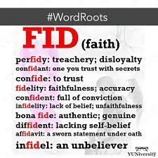 Fid Is A Common Root Found In Words That Deal With Faith Belief Or Trust Some Examples Include Con English Vocabulary Words Root Words Teaching Vocabulary