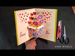 Add an additional layer of white paper to give a clean surface to decorate on the front of the card or draw right on the colored surface! Handmade Valentine S Day Card Idea Diy Pop Up Card For Valentine S Day Youtube Birthday Card Craft Card Craft Diy Greeting Cards For Birthday