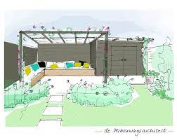 tekening tuin overdekt terras tuin tekenen tuinontwerp