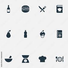If you're looking to spice up your menu look no further than the chew. the popular abc program featured daily recipes that are posted on the show's official website. Vector Illustration Set Of Simple Kitchen Icons Elements Plastic Bottle Recipes Wine And Other Synonyms Fridge Pastery And Pear Stock Vector Adobe Stock