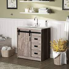 Check spelling or type a new query. Mikolo Bathroom Sink Vanity 30 X 19 X 34 Inch Small Bathroom Vanity Sink Combo With Sliding Barn Door And Storage Drawers White Vanity Sink Rustic Wood Cabinet Walmart Com Walmart Com