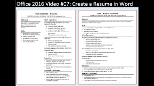 Summary of video and resume template download. Office 2016 Video 07 Create A Resume In Word Youtube