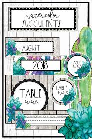 Watercolor Succulents Decor Bundle Watercolor Classroom Watercolor Succulents Classroom Decor Middle