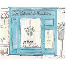 Paris Turquoise Shopfront Le Cabinet Porcelaine Paris Shop Giclee Liked On Polyvore Shop Illustration Paris Illustration Illustration Decor