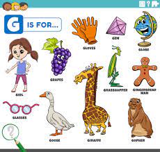 Words that start with g | words that start with letter g for toddlers | kids vocabularythis video is a part to vocabulary for kids which . Letter G Words Educational Set With Cartoon Characters 7048252 Vector Art At Vecteezy