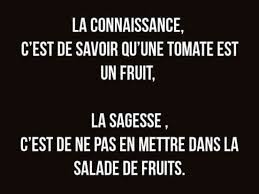 Knowledge Is Knowing That Tomato Is A Fruit Wisdom Is Not To Put It In The Fruit Salad Citation Citations Les Plus Droles Humour