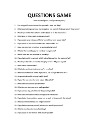 Instantly play online for free, no downloading needed! List Of Questions Game 1 Question Game Fun Questions To Ask Interesting Questions