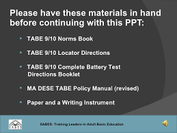 Administering Scoring Tabe 9 10