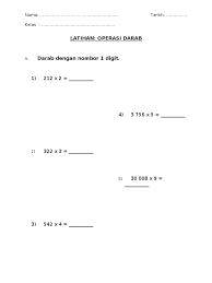 Latihan matematik tahun 2 bagi edisi tahun 2017 mengikut panduan yang telah ditetapkan oleh kpm. Latihan Matematik Darab