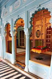 Udaipur Palace Udaipur India Love This Sky Blue With Richer Colors Inside And The Swing I Need One Indian Architecture Architecture Indian Decor