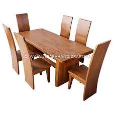 Jual kursi makan dan meja makan set mewah seri denpasar dengan kursi lapisan kulit antik modern minimalis furniture dari bahan kayu jati diproduksi di jepara. Jual Set Meja Makan Kayu Trembesi Natural 6 Kursi Terbaru