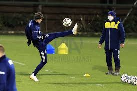 Fenerbahce's new transfer, german midfielder mesut ozil (r), takes part in his first training session with the team on january 24, 2021, in istanbul. Mesut Ozil Attends Fenerbahce Training Session Anadolu Agency