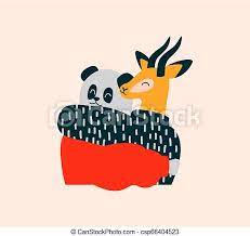 You can use our images for unlimited commercial purpose without asking permission. Happy Wild Animal Friends Hug On Isolated Background Two Wild Animal Friends Hugging And Smiling Together Panda Bear Canstock