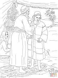 coloriage jacob donnant son manteau multicolore a joseph coloriages imprimer gratuits de cadres l&#x00027;histoire