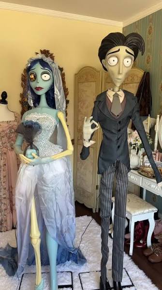 Share with a Tim Burton lover! 💍🦋🪱, The Corpse Bride animatronics that  are new this year at Lowe’s! They have both Victor and Emily available!,  What animations do you want to see next??, 🦋 What I’m ...