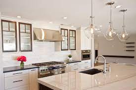 Contemporary Kitchen With Glass Pendant Lights Contemporary Kitchen Glass Pendant Light Kitchen Plans