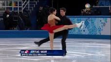 Tessa Virtue and Scott Moir kiss during Sochi 2014 FD warmup - YouTube