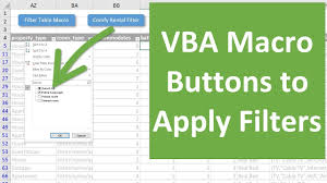 how to create vba macro buttons for filters in excel excel