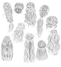 Hairstyles Vector Illustrations 2 Hair Vector Ponytail Drawing Hair Sketch