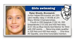 Congratulations to Brunswick High School student-athlete Rylan Sheets, who  earned Gazette Athlete of the Week honors for girls swimming! Way to go! We  are so proud of you! Check out today's Medina
