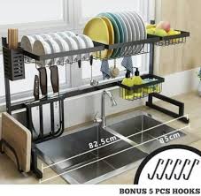 Tempat cuci piring menjadi salah satu furniture di dapur yang harus ada dalam setiap rumah tangga. Rak Piring Wastafel 2 Susun Rak Dapur Minimalis Serbaguna Ukuran 85 Cm Harga Murah Lazada Indonesia