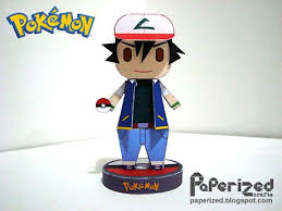 Pokemon Ash Ketchum Papercraft Pokemon Paper Crafts Chibi