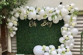 Balloons, books, & babies baby shower. Baby Shower Photo Backdrop Balloon Arch With Flowers Baby Shower Safari Theme Baby Boy Balloons Baby Shower Flowers
